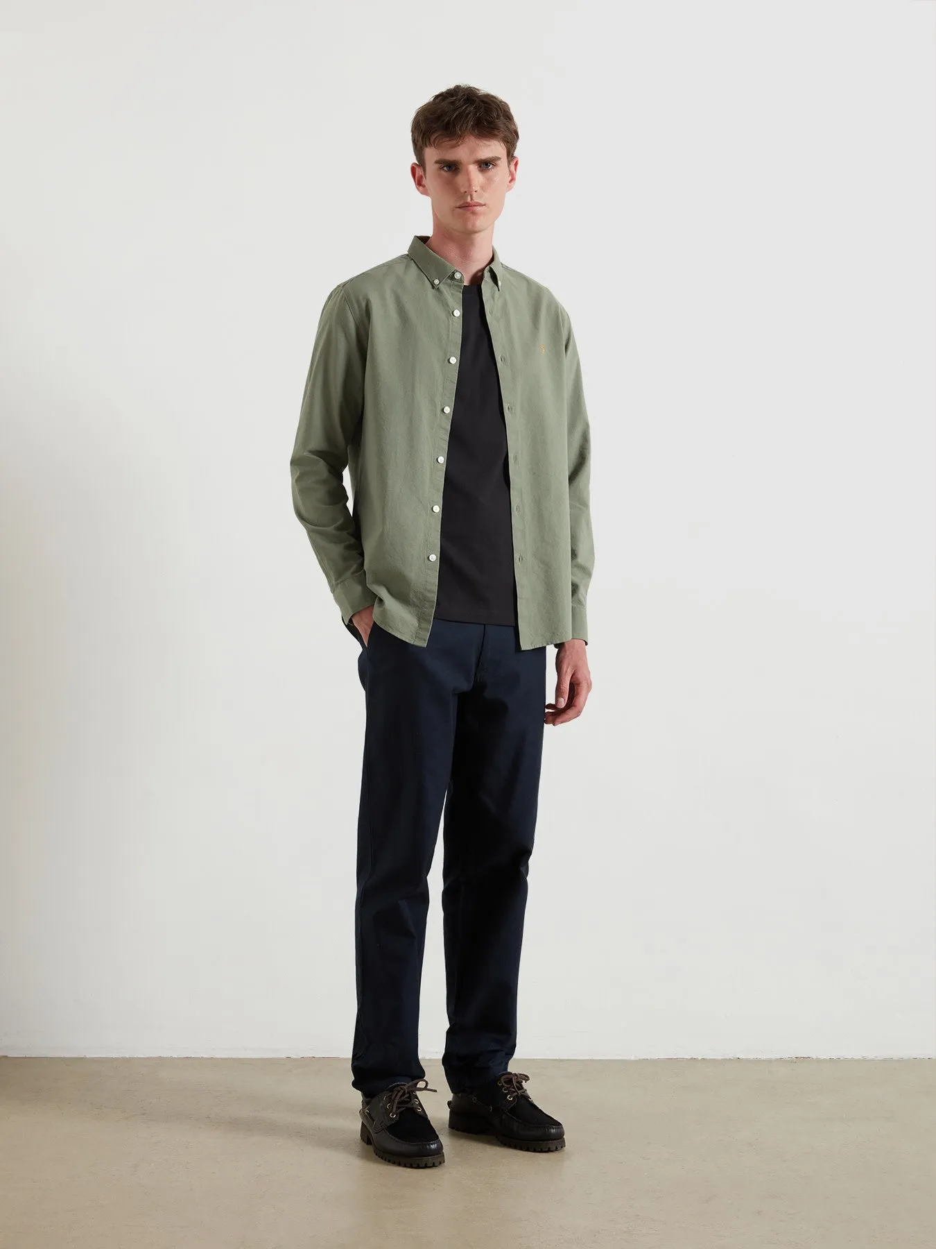 Brewer Slim Fit Organic Cotton Oxford Shirt In Tarragon Green sold by Farah product image thumbnail 2