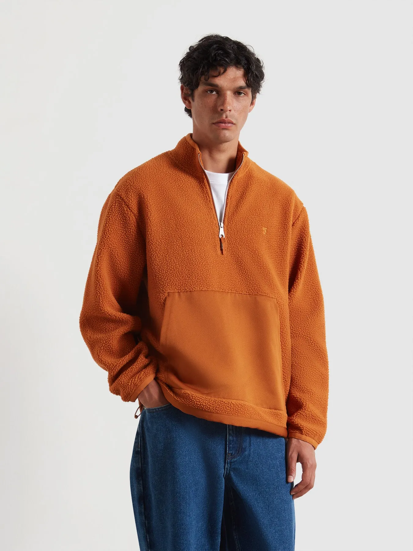 Mews Fleece In Burnt Ochre sold by Farah