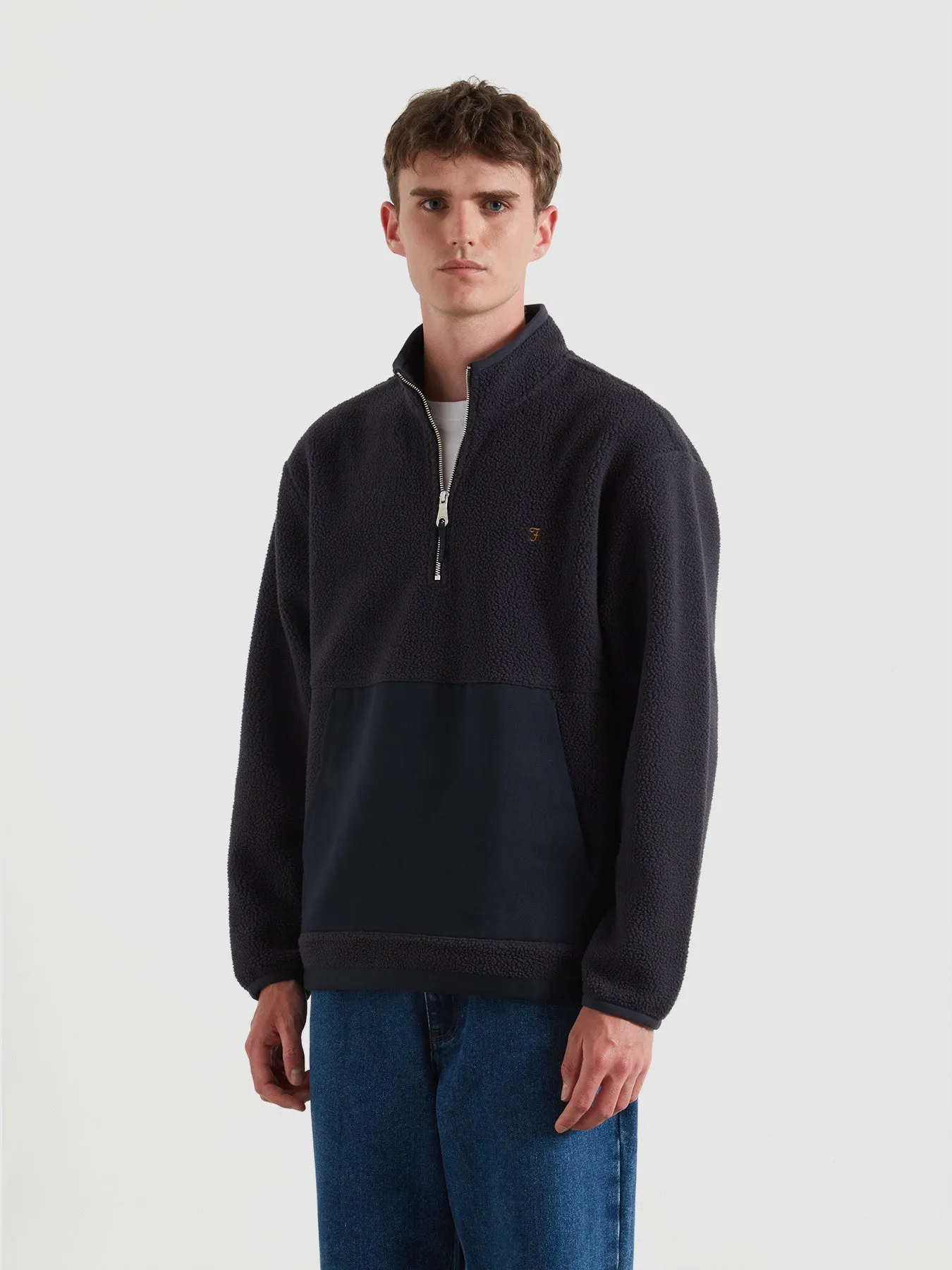 Mews Fleece In True Navy sold by Farah