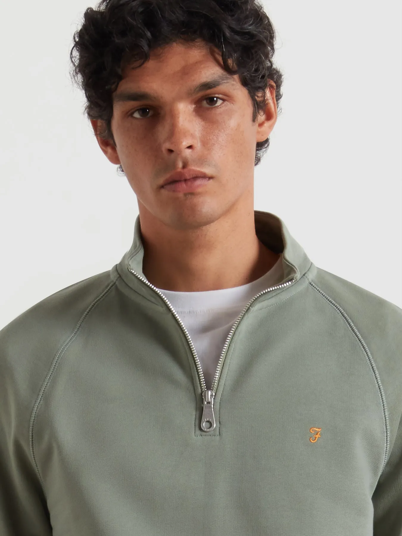 Jim Organic Cotton Quarter Zip Sweatshirt In Tarragon Green sold by Farah product image thumbnail 4