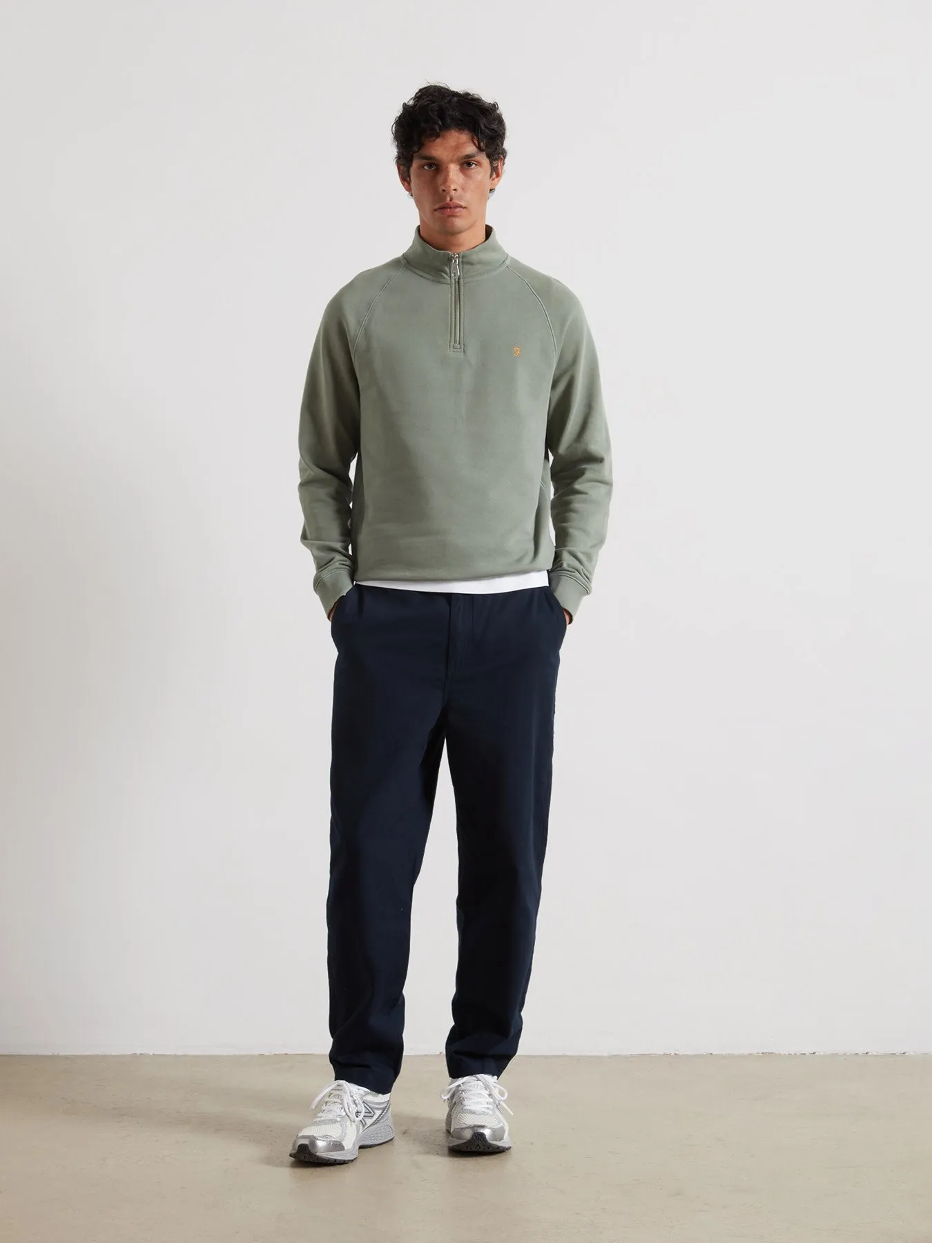 Jim Organic Cotton Quarter Zip Sweatshirt In Tarragon Green sold by Farah product image thumbnail 2