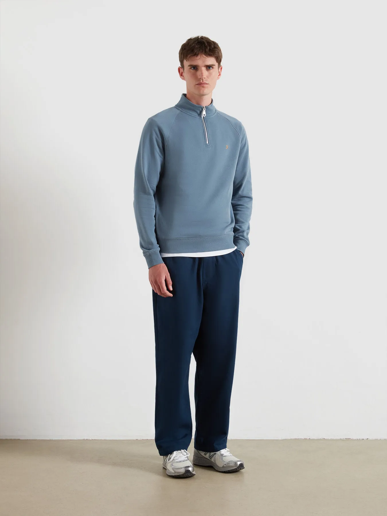 Jim Organic Cotton Quarter Zip Sweatshirt In Chalk Blue sold by Farah product image thumbnail 2