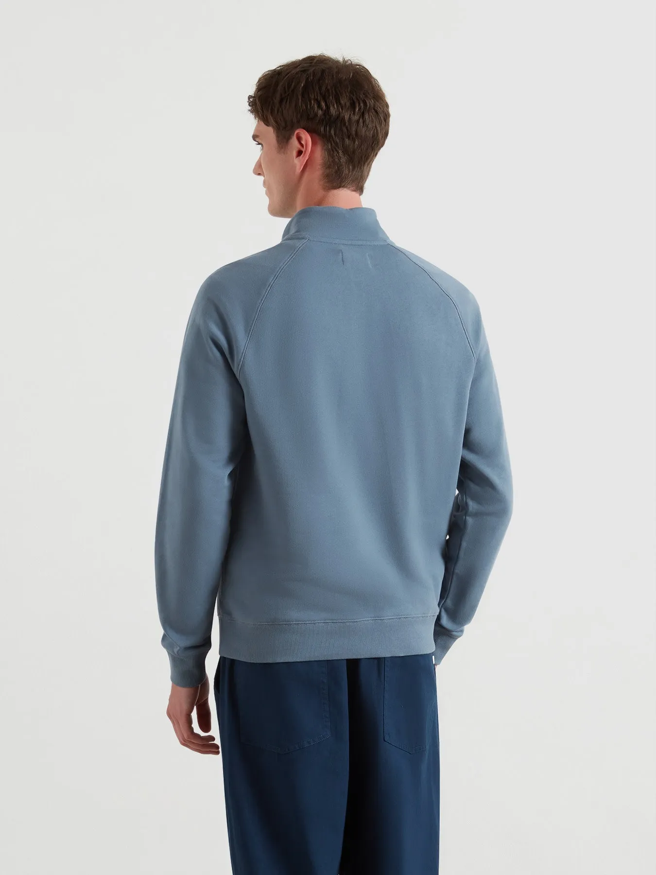 Jim Organic Cotton Quarter Zip Sweatshirt In Chalk Blue sold by Farah product image thumbnail 3