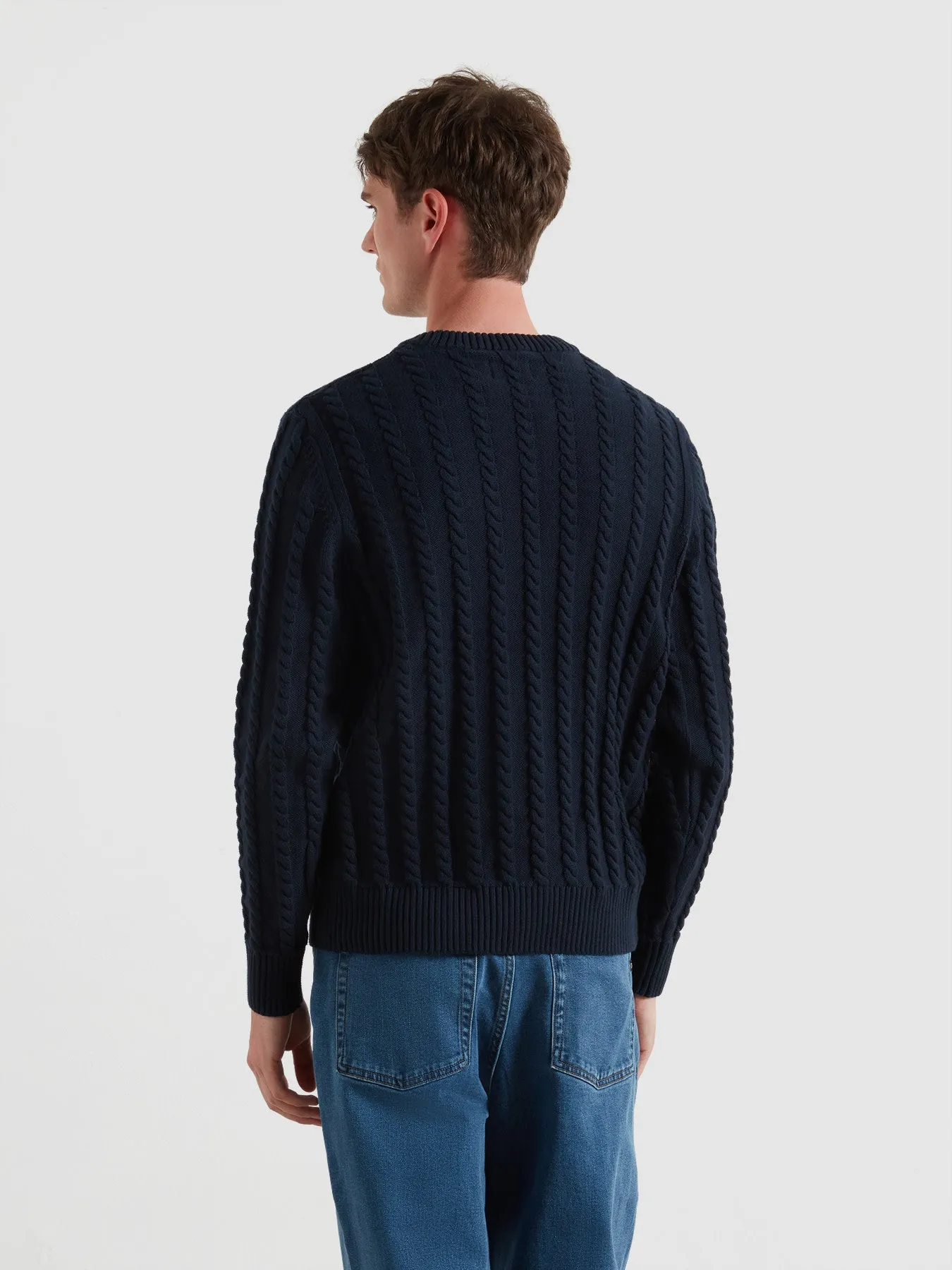 Knight Cable Knit Sweater In True Navy sold by Farah product image thumbnail 3