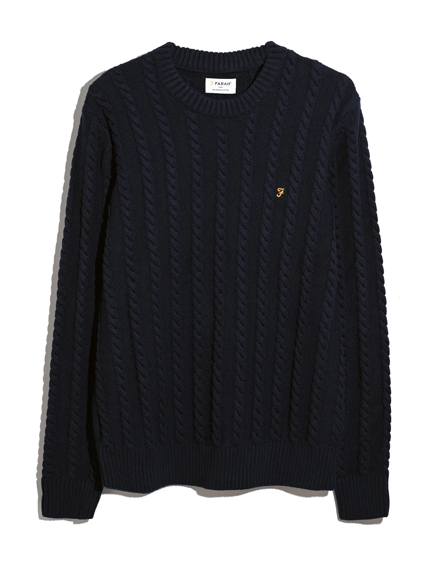 Knight Cable Knit Sweater In True Navy sold by Farah product image thumbnail 5