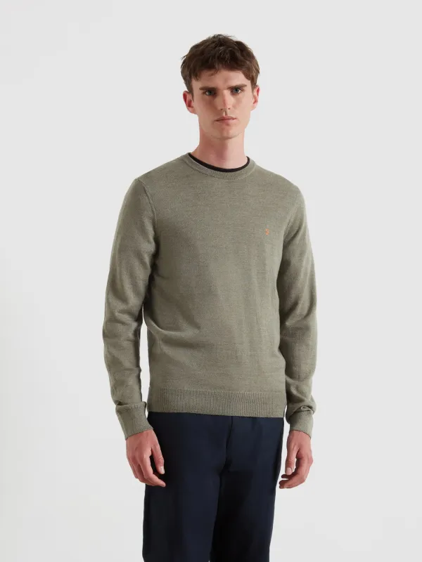 Mullen Merino Wool Sweater In Tarragon Green sold by Farah