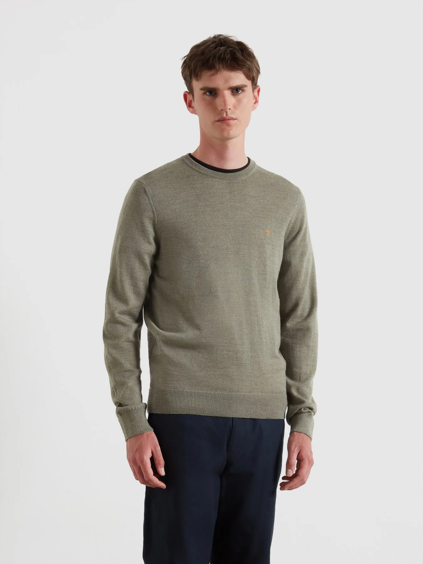 Mullen Merino Wool Sweater In Tarragon Green sold by Farah