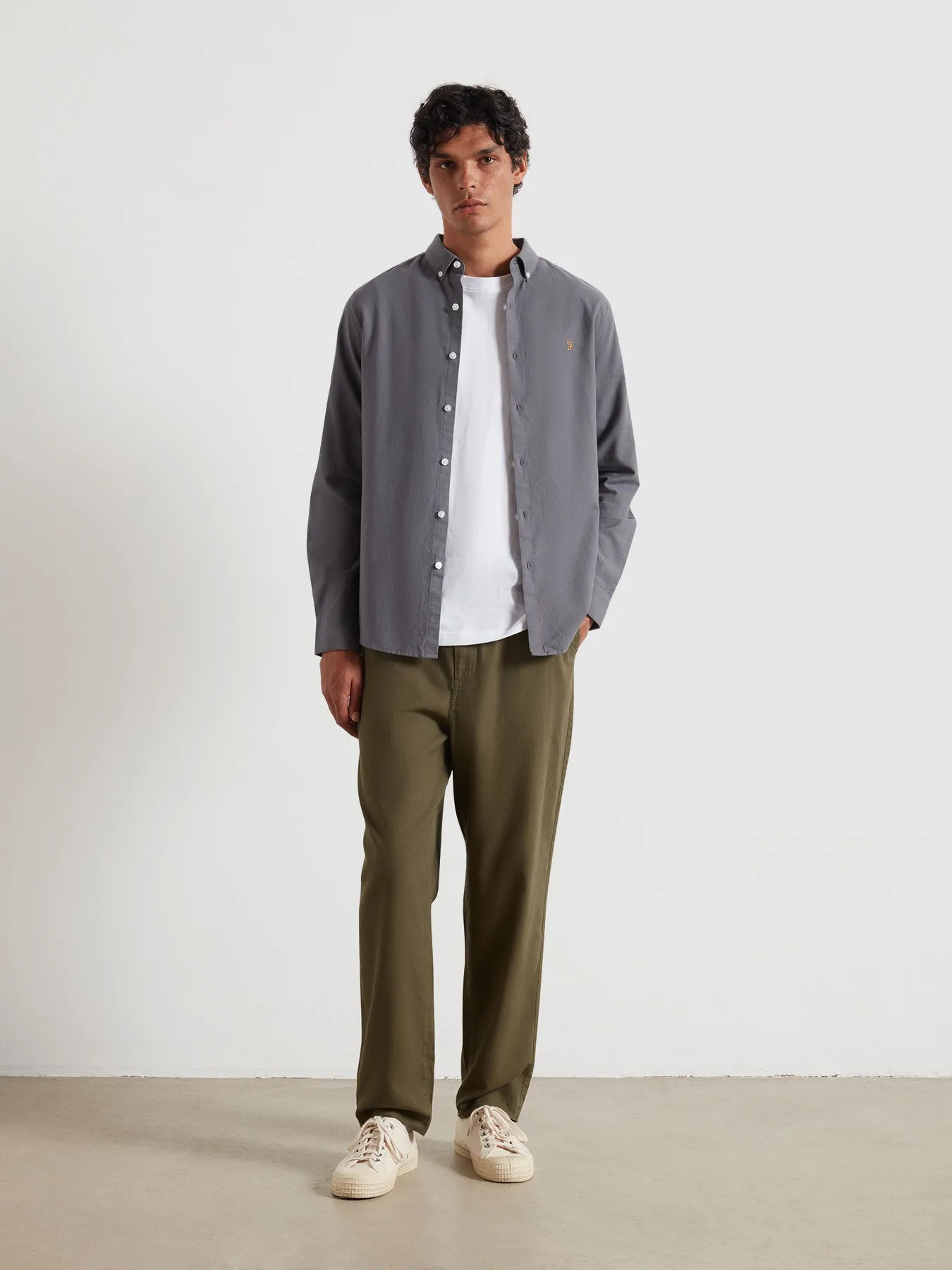 Hawtin Relaxed Tapered Fit Full Length Trousers In Olive Green sold by Farah
