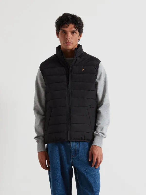 Kennedy Wadded Gilet In Black sold by Farah