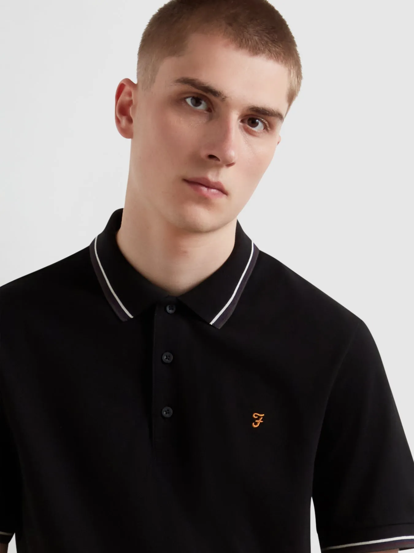 Elton Tipped Polo Shirt In Black sold by Farah product image thumbnail 4
