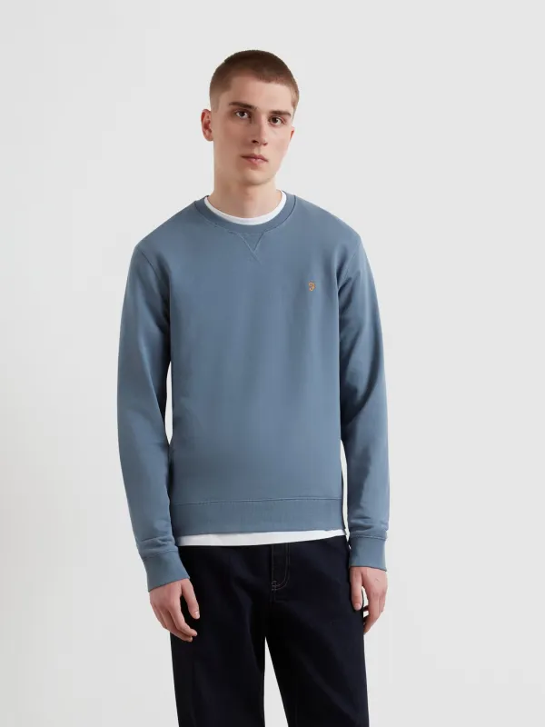Tim Organic Cotton Crew Neck Sweatshirt In Chalk Blue sold by Farah