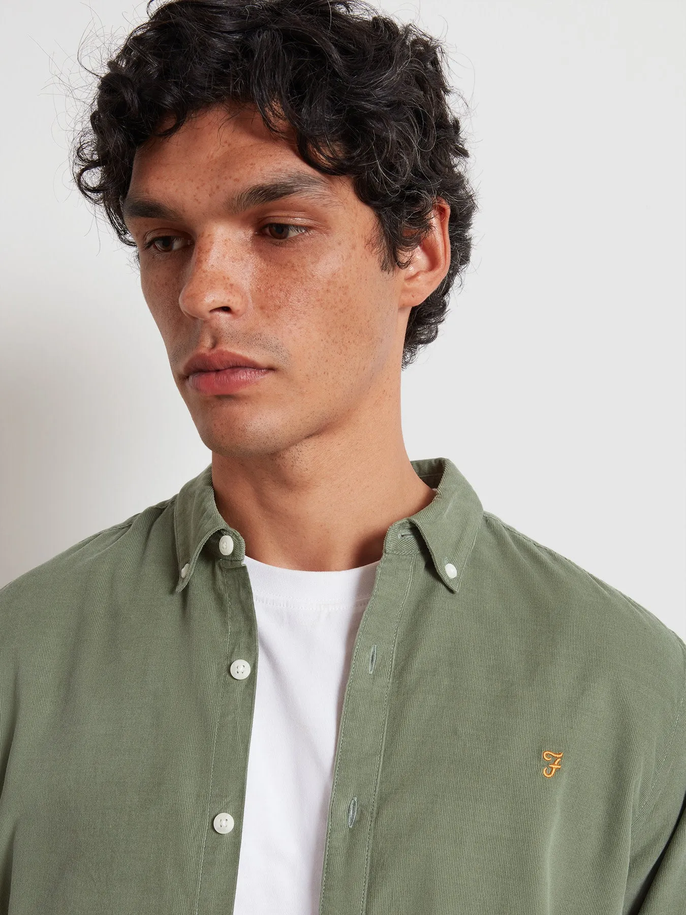 Fontella Slim Fit Corduroy Shirt In Tarragon Green sold by Farah product image thumbnail 4