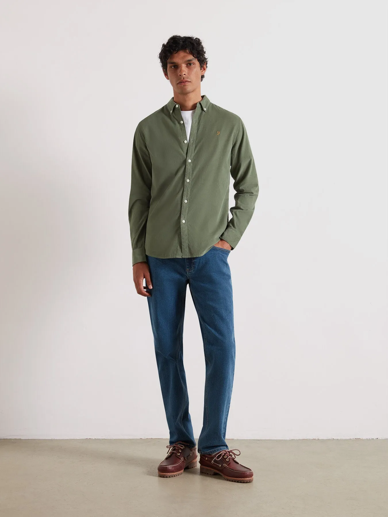 Fontella Slim Fit Corduroy Shirt In Tarragon Green sold by Farah product image thumbnail 2