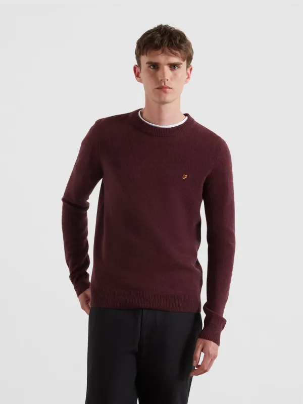 Maidstone Lambswool Sweater In Bordeaux sold by Farah