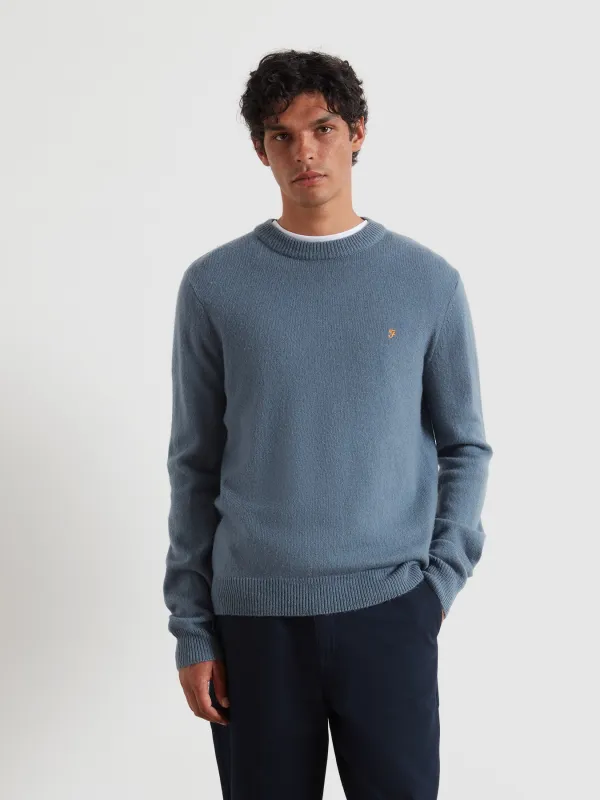 Maidstone Lambswool Sweater In Chalk Blue sold by Farah