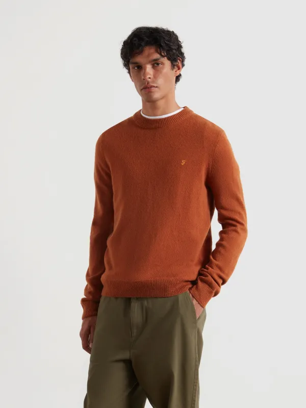Maidstone Lambswool Sweater In Burnt Ochre sold by Farah