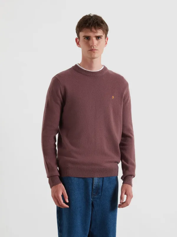 Maidstone Lambswool Sweater In Dusky Mauve sold by Farah