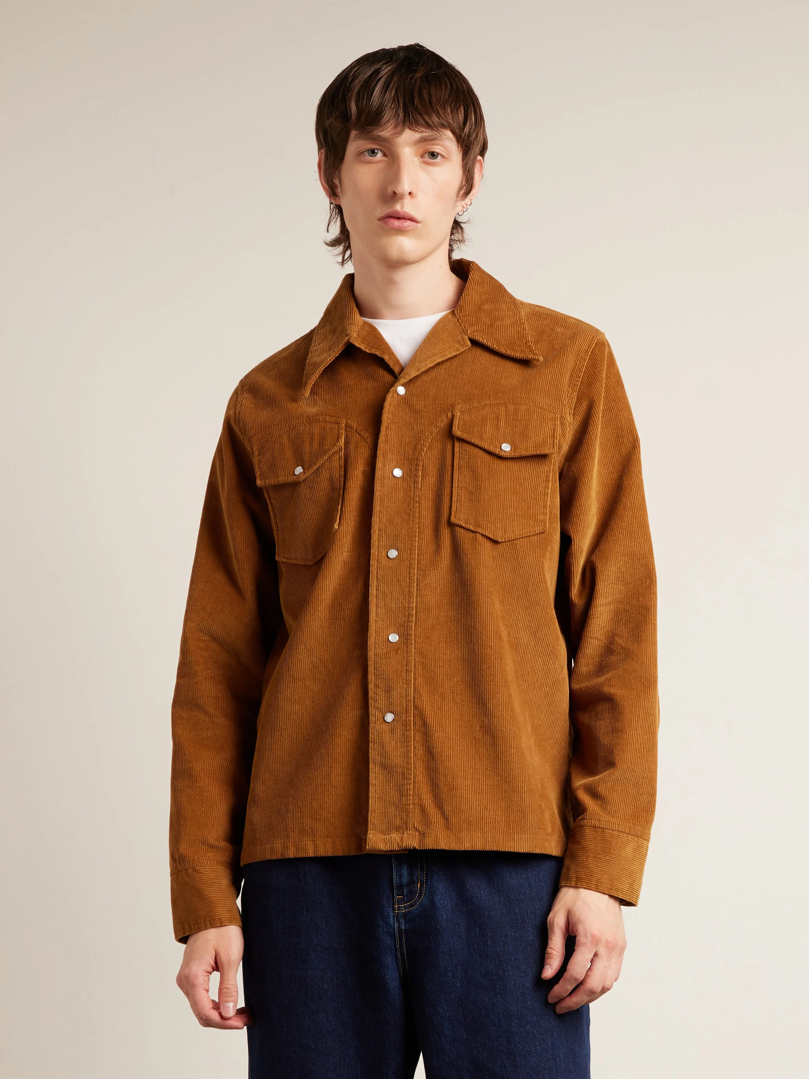 Montwood Archive Cord Overshirt In Rich Tobacco sold by Farah