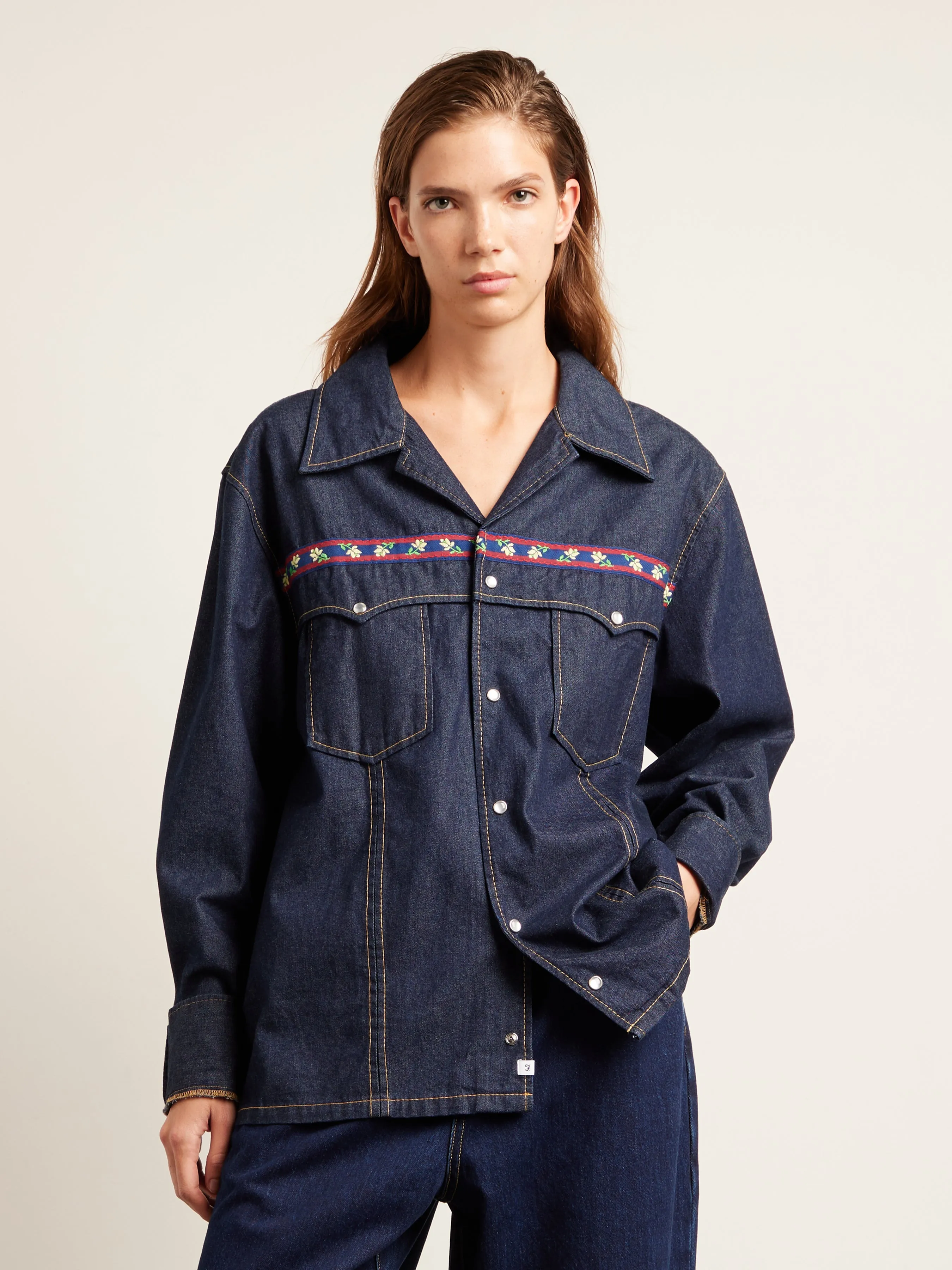 Isidro Archive Denim Shirt In Mid Denim sold by Farah product image thumbnail 5