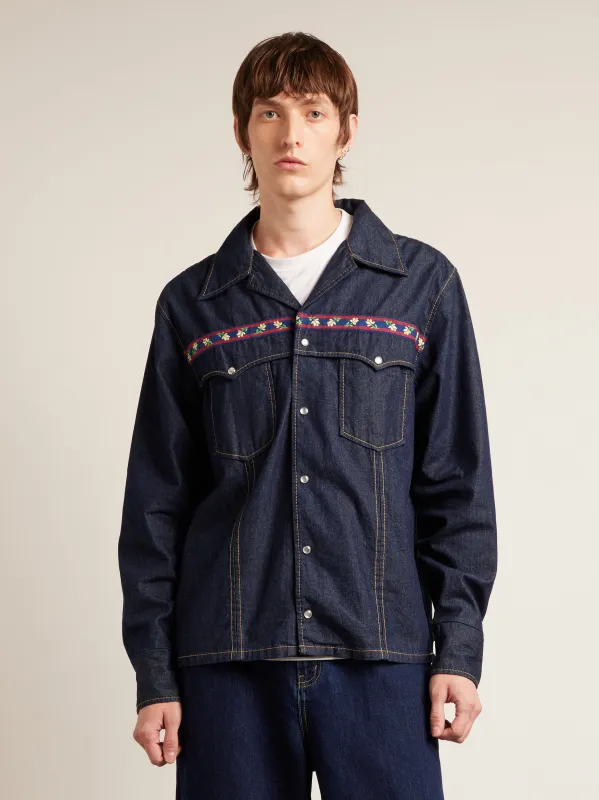 Isidro Archive Denim Shirt In Mid Denim sold by Farah