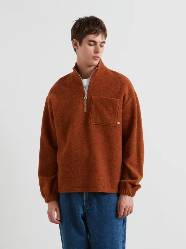 Boxdale Quarter Zip Sweatshirt In Russet sold by Farah
