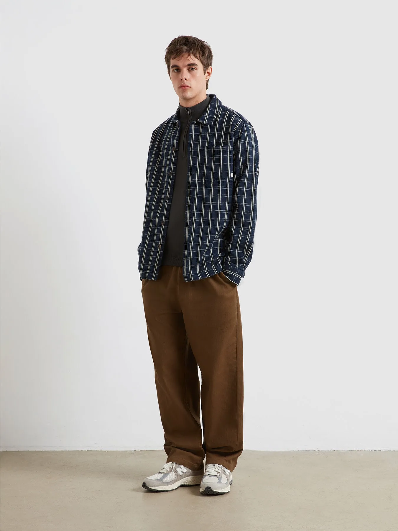 Wallasey Check Overshirt In True Navy sold by Farah product image thumbnail 2