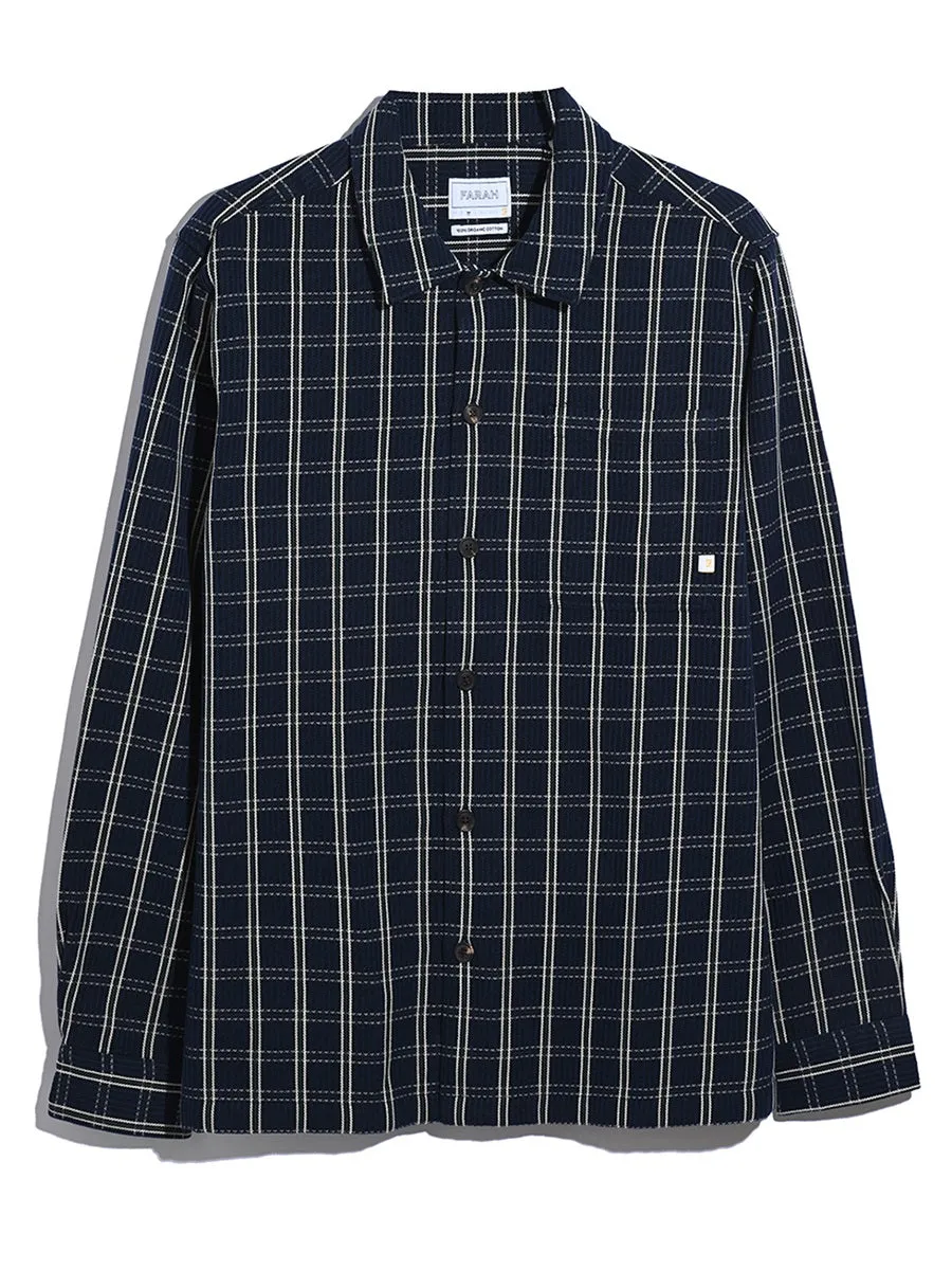 Wallasey Check Overshirt In True Navy sold by Farah product image thumbnail 5