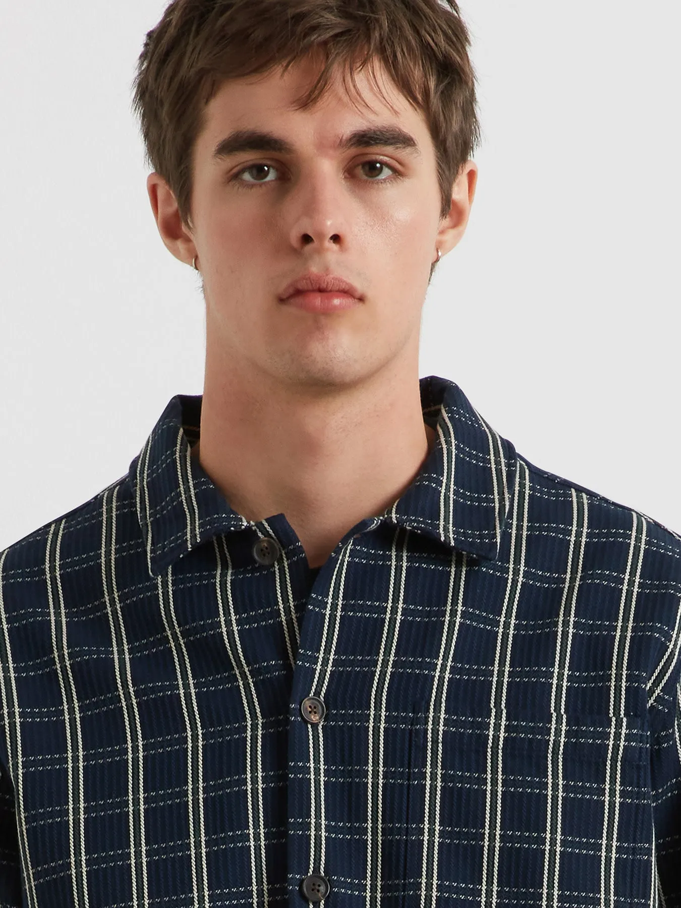 Wallasey Check Overshirt In True Navy sold by Farah product image thumbnail 4