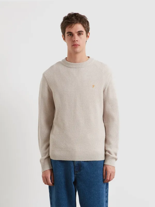 Allerton Lambswool Sweater In White Smoke sold by Farah