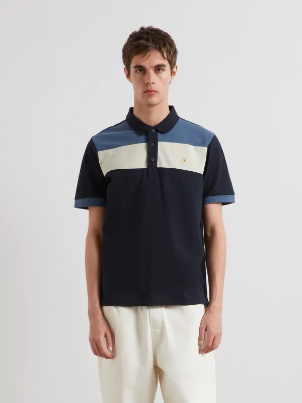 Swanside Panel Polo Shirt In True Navy sold by Farah