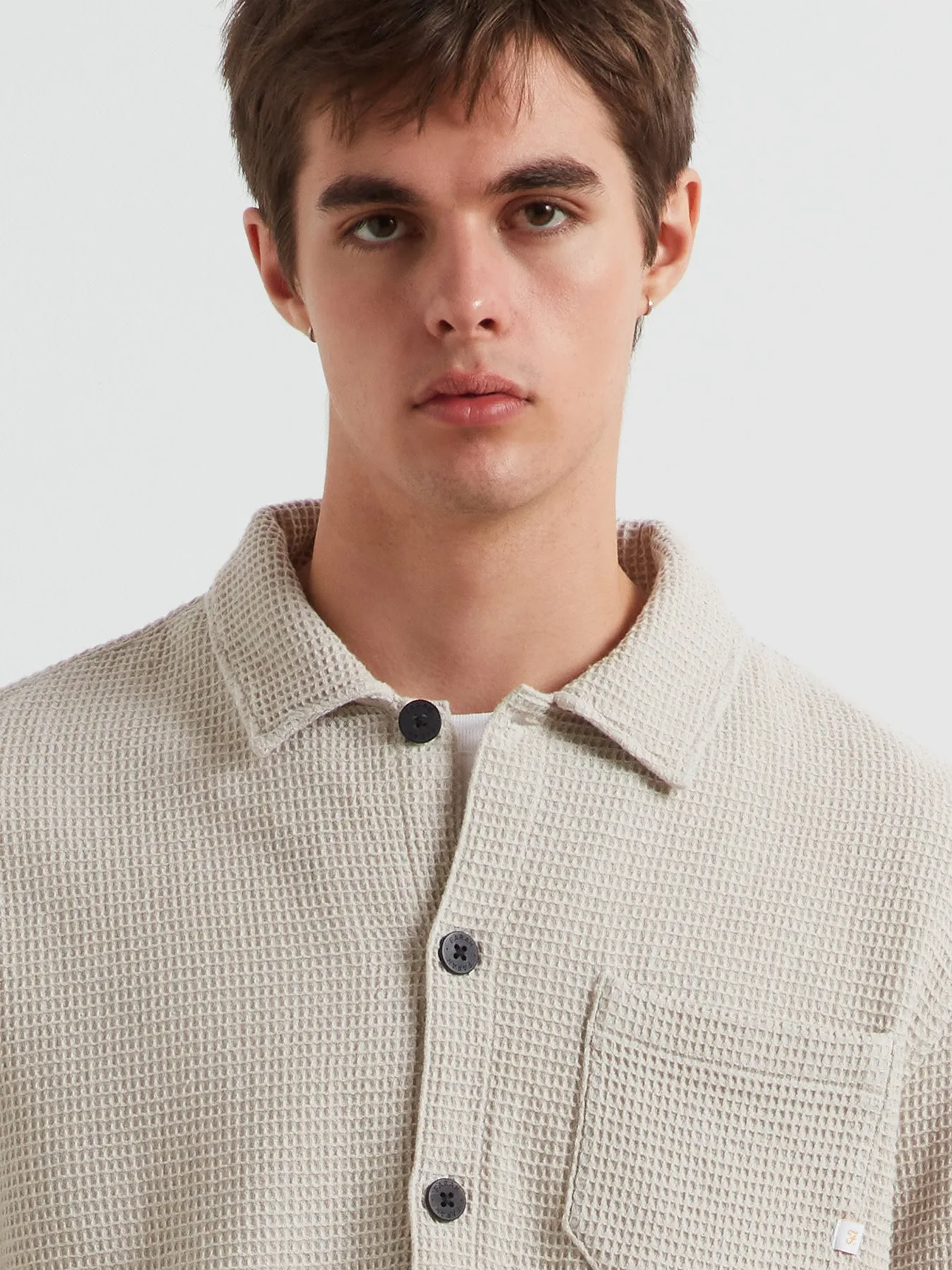 Castlefield Waffle Overshirt In White Smoke sold by Farah product image thumbnail 4