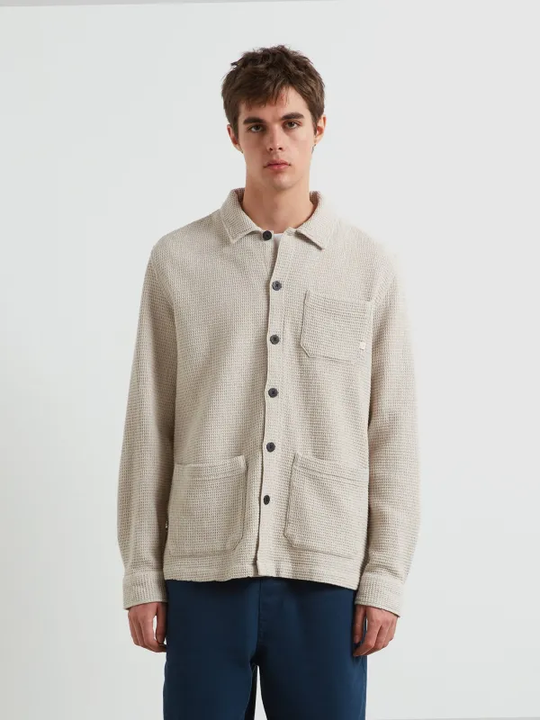 Castlefield Waffle Overshirt In White Smoke made by Farah