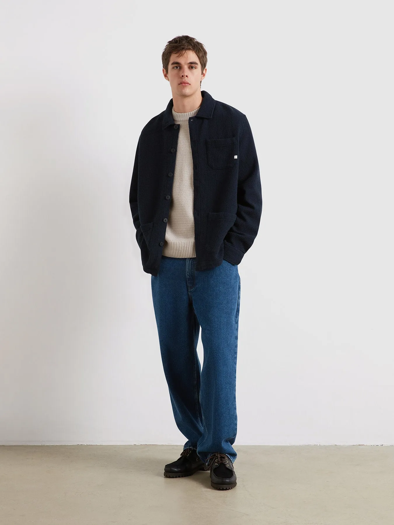 Castlefield Waffle Overshirt In True Navy sold by Farah product image thumbnail 2