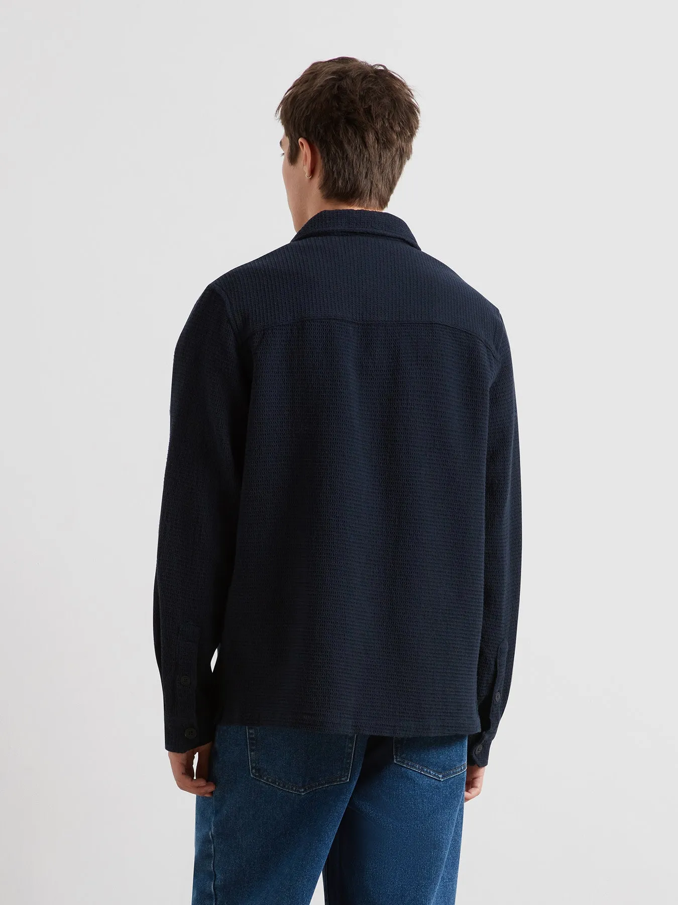 Castlefield Waffle Overshirt In True Navy sold by Farah product image thumbnail 3