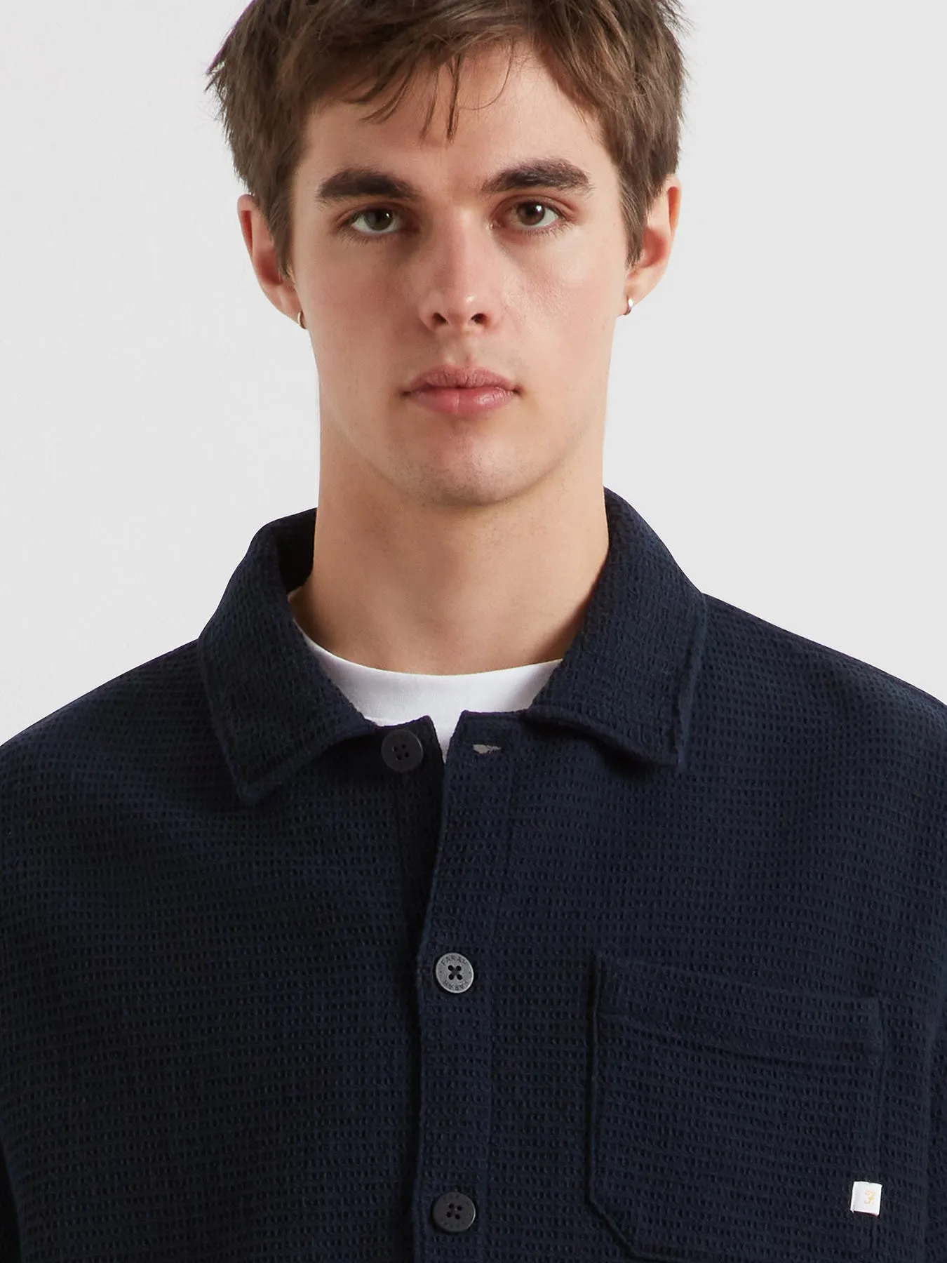 Castlefield Waffle Overshirt In True Navy sold by Farah product image thumbnail 4