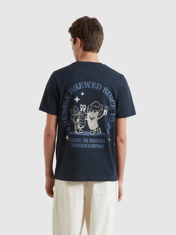 Roderick Graphic T-Shirt In True Navy sold by Farah