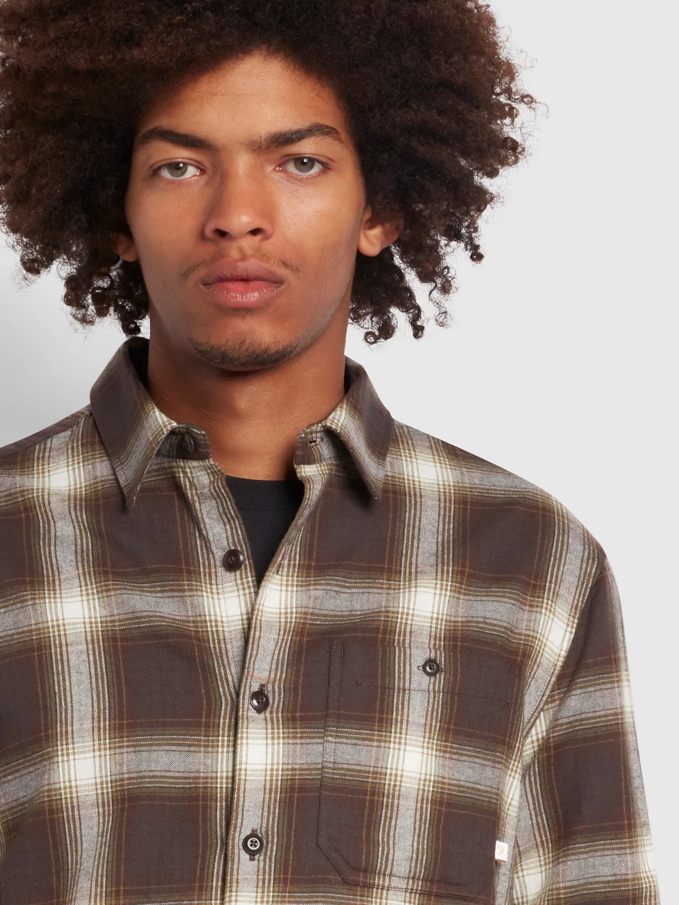 Gregory Casual Fit Organic Cotton Check Shirt In Washed Black sold by Farah product image thumbnail 4