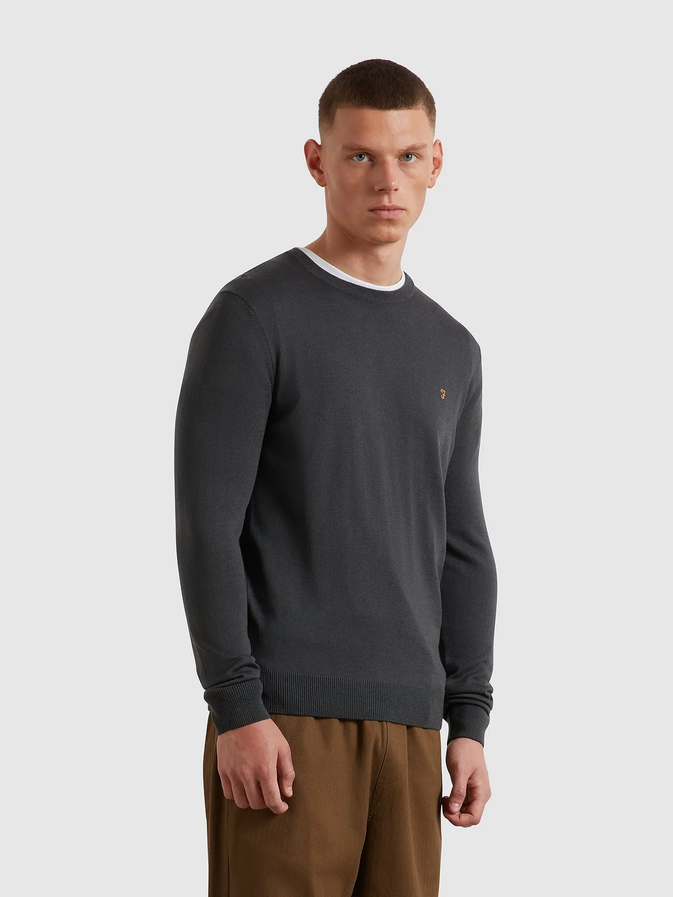 Mullen Merino Wool Sweater In Submarine Grey sold by Farah