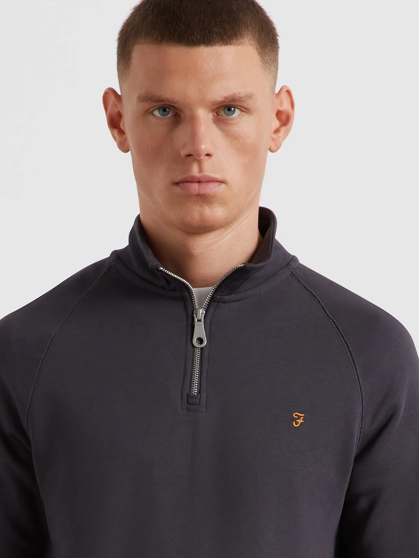 Jim Organic Cotton Quarter Zip Sweatshirt In Submarine Grey sold by Farah product image thumbnail 4