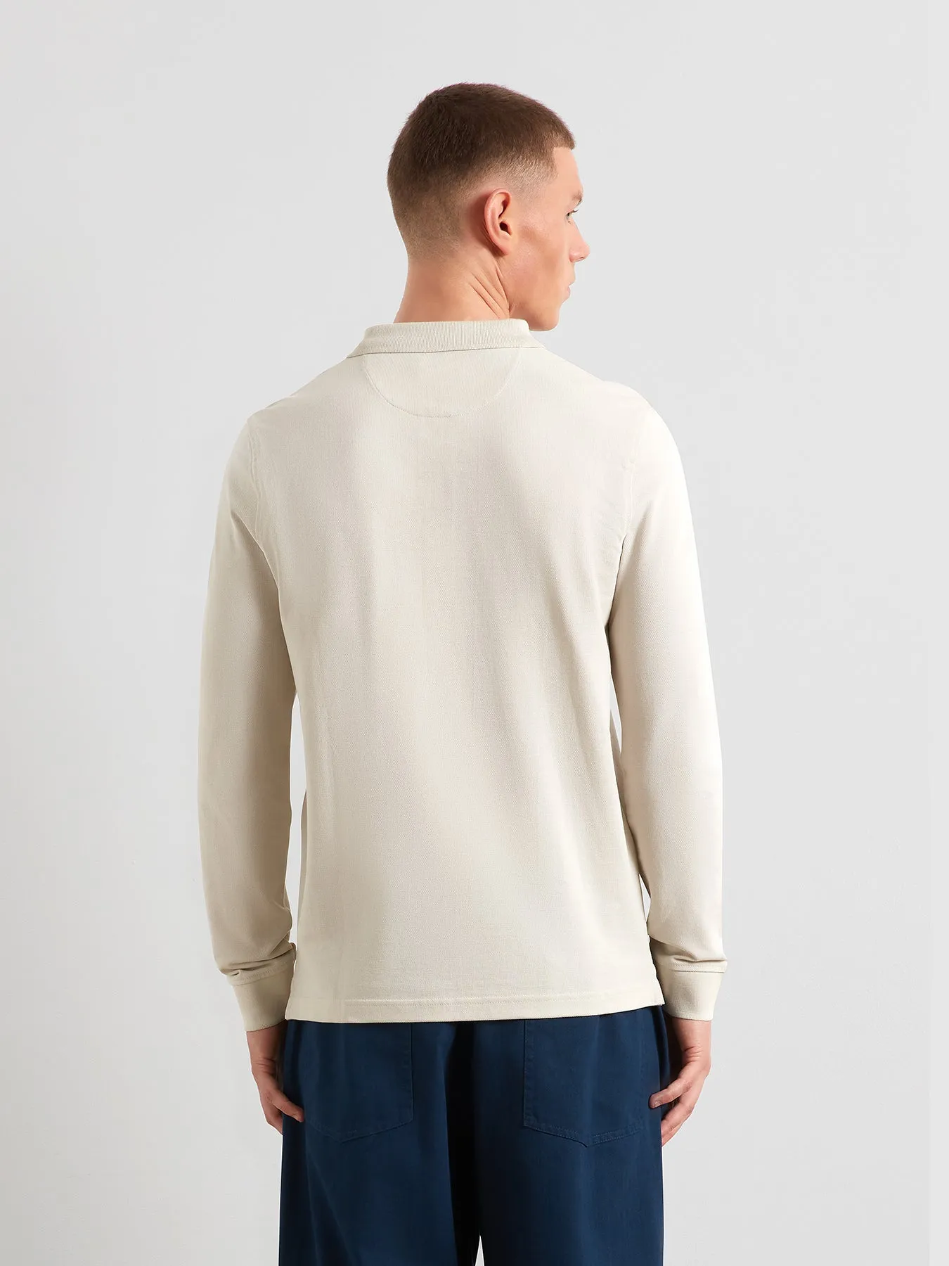 Blanes Long Sleeve Polo Shirt In White Smoke sold by Farah product image thumbnail 3