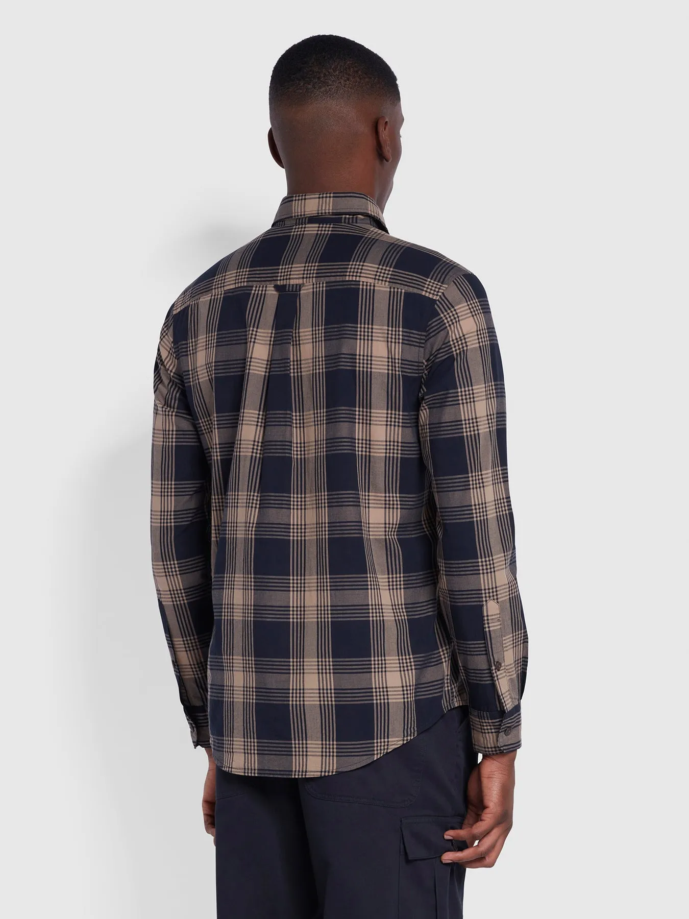 Garner Casual Fit Organic Cotton Check Shirt In True Navy sold by Farah product image thumbnail 4