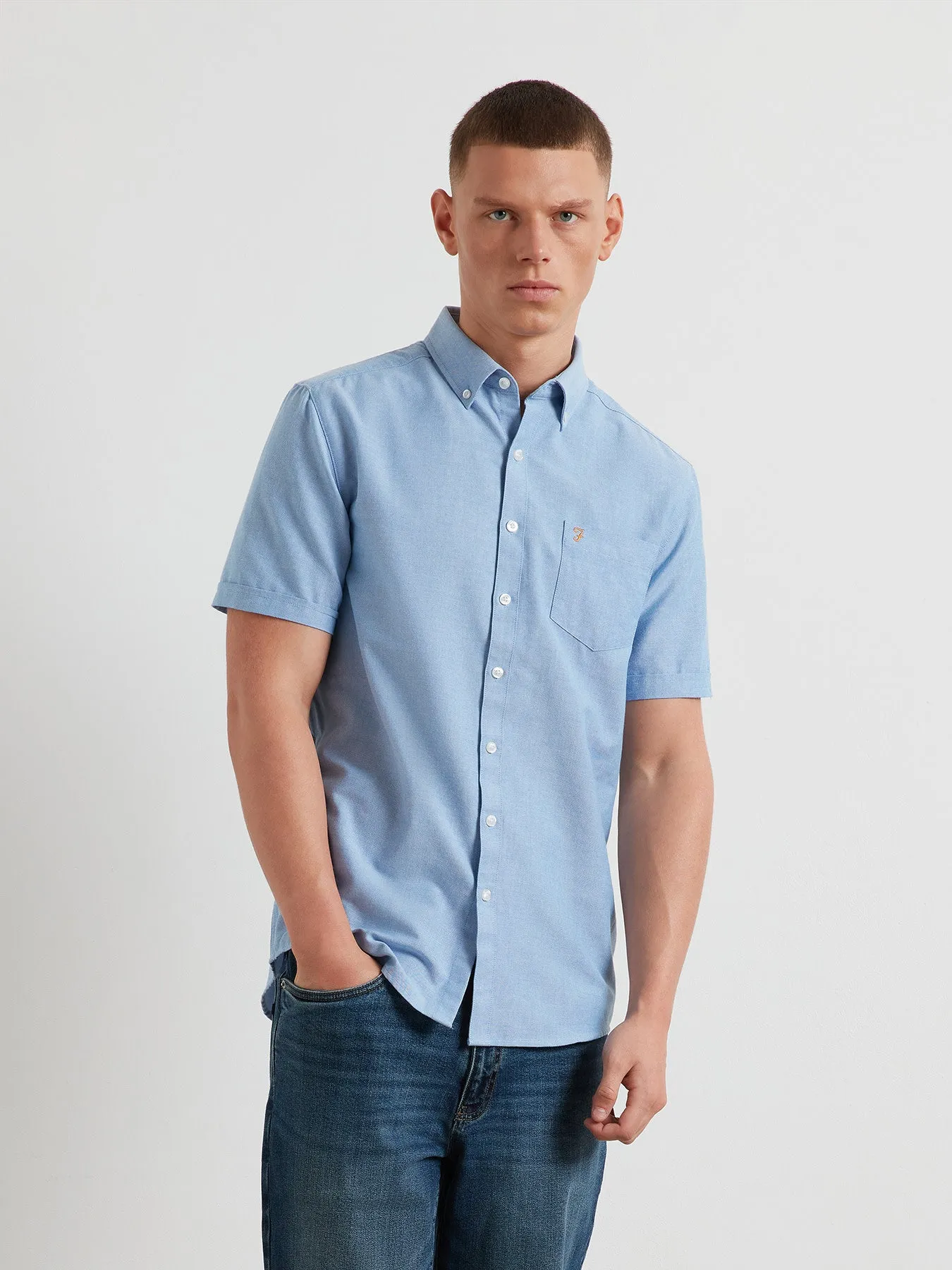 Boxworth Short Sleeve Shirt In Regatta Blue sold by Farah