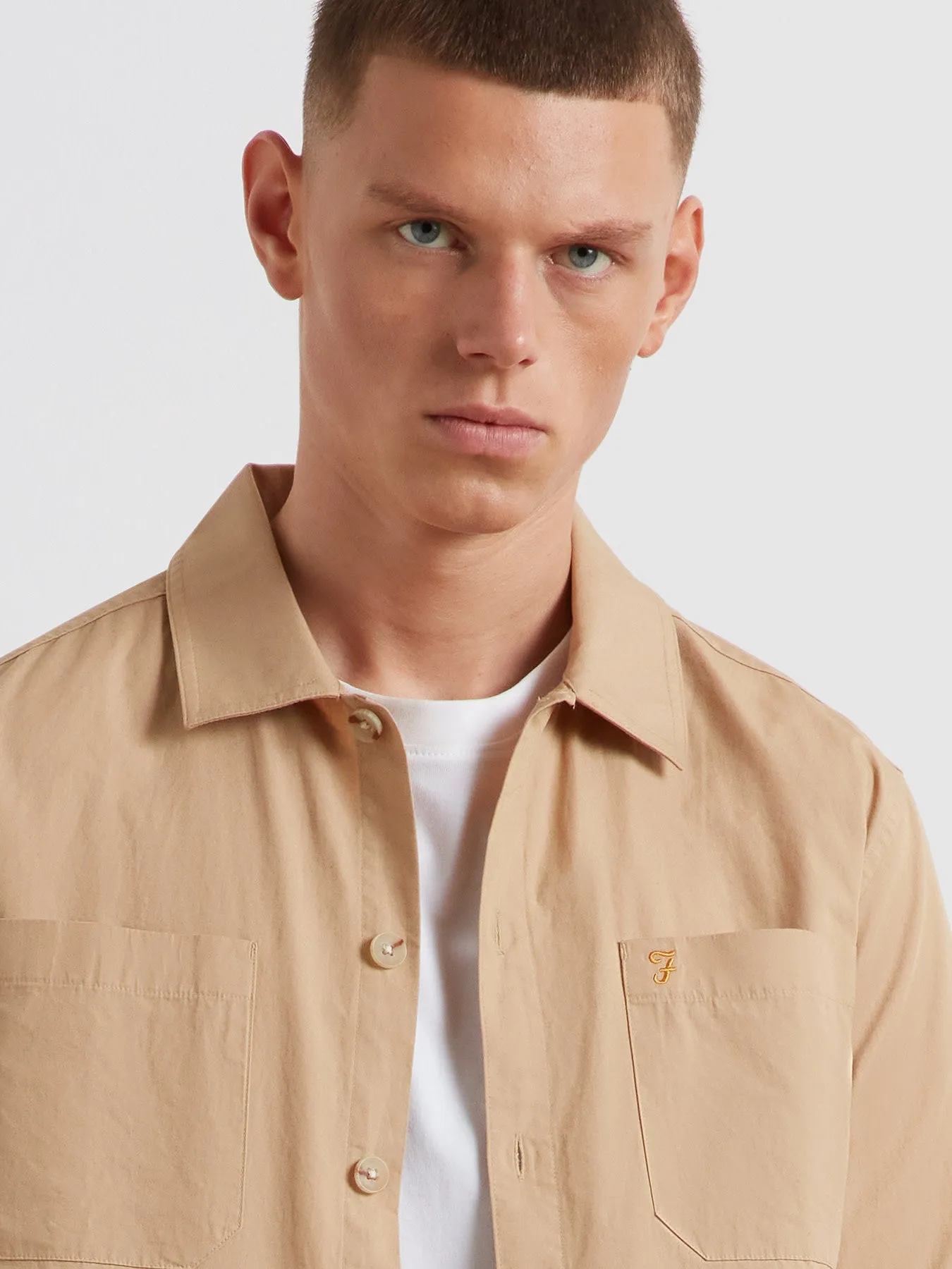 Ramsey Lightweight Overshirt In Light Sand sold by Farah product image thumbnail 4