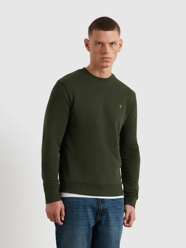 Hanbury Crew Neck Sweatshirt In Archive Olive Green sold by Farah