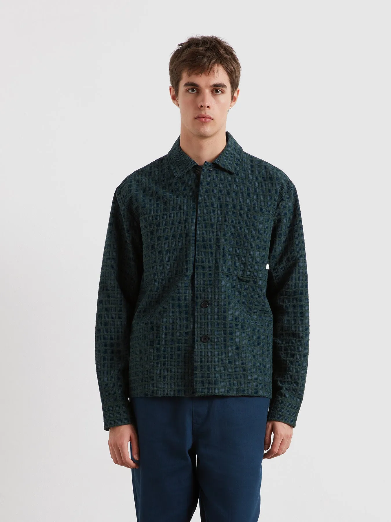 Photie Check Overshirt In Poplar Green sold by Farah