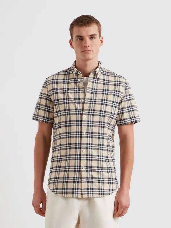 Brewer Check Short Sleeve Shirt In Birch Grey made by Farah