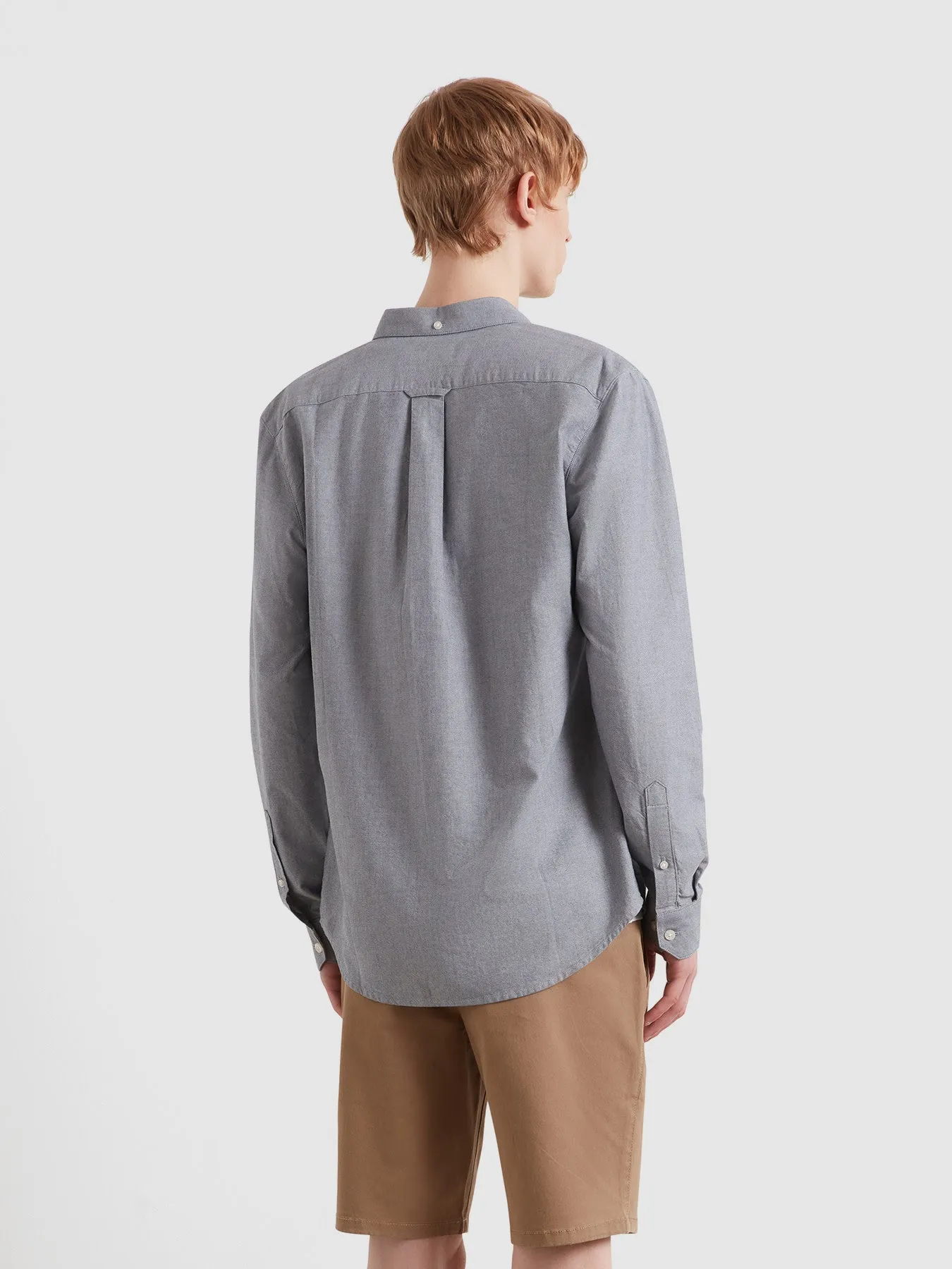Brewer Slim Fit Organic Cotton Oxford Shirt In White/True Navy sold by Farah product image thumbnail 3
