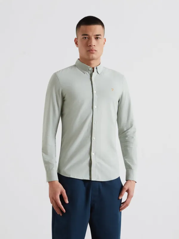 Brewer Slim Fit Organic Cotton Oxford Shirt In Farah Jade made by Farah
