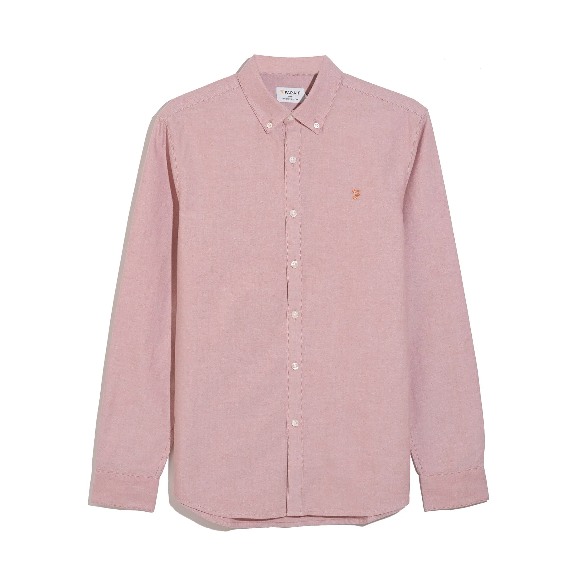 Brewer Slim Fit Organic Cotton Oxford Shirt In Coral Reef sold by Farah product image thumbnail 5