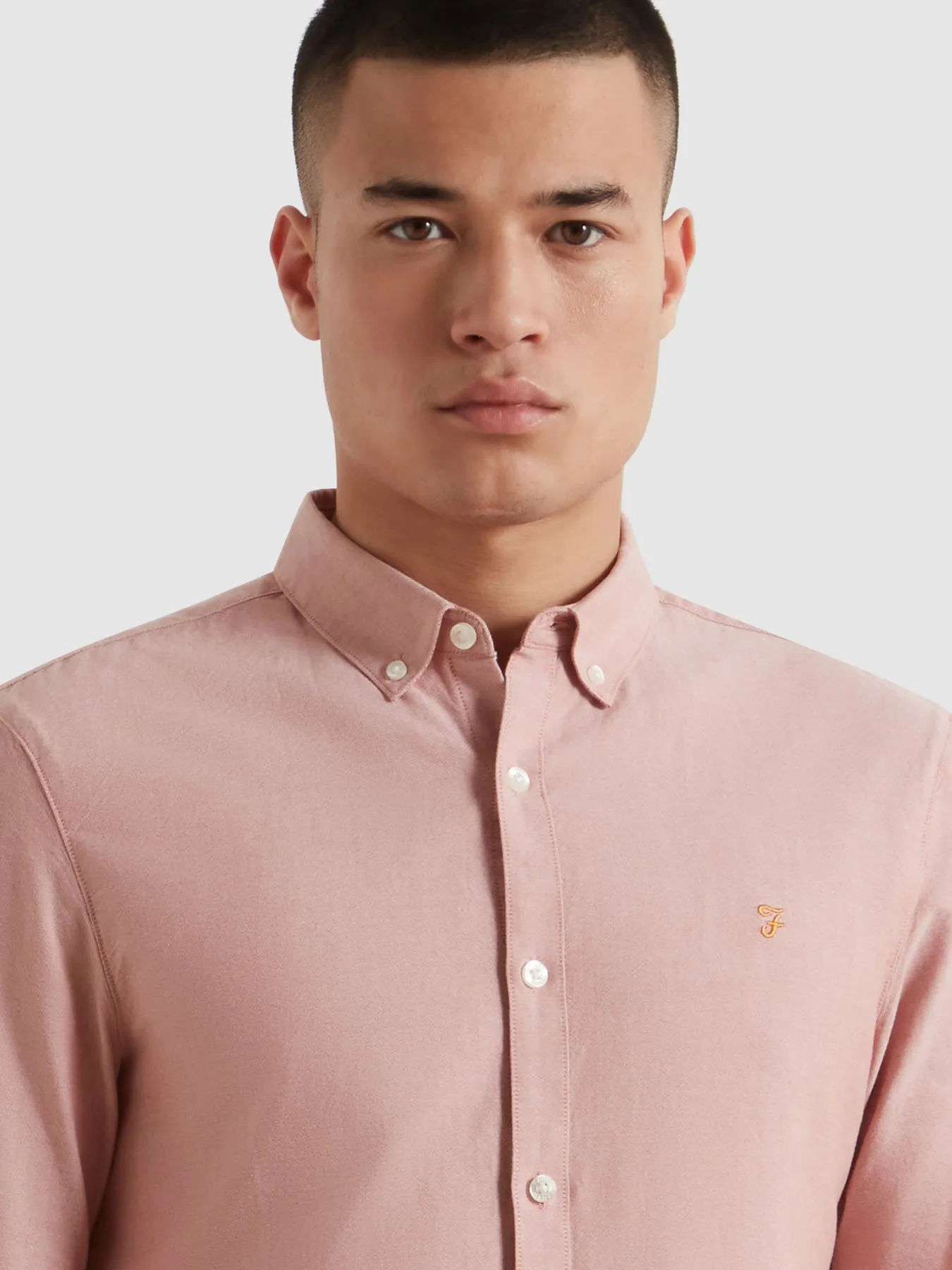 Brewer Slim Fit Organic Cotton Oxford Shirt In Coral Reef sold by Farah product image thumbnail 4